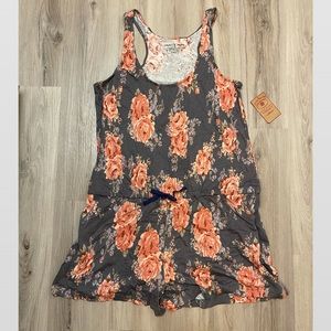Lucky Brand Gray Floral Romper